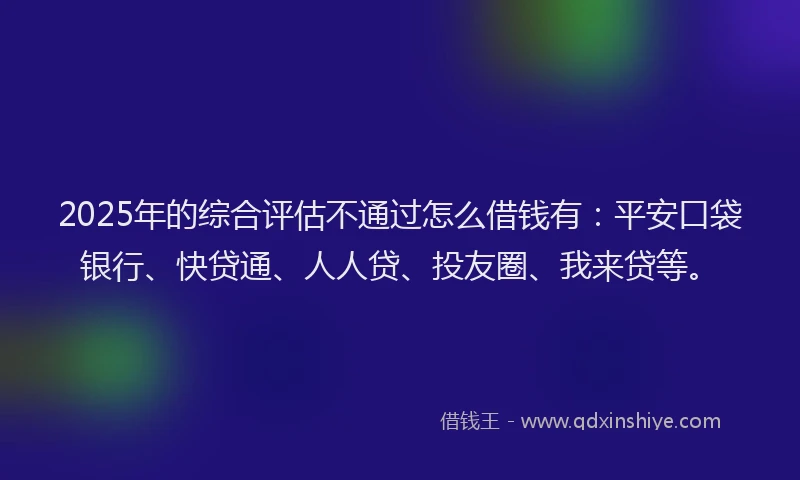 2025年的综合评估不通过怎么借钱有：平安口袋银行、快贷通、人人贷、投友圈、我来贷等。