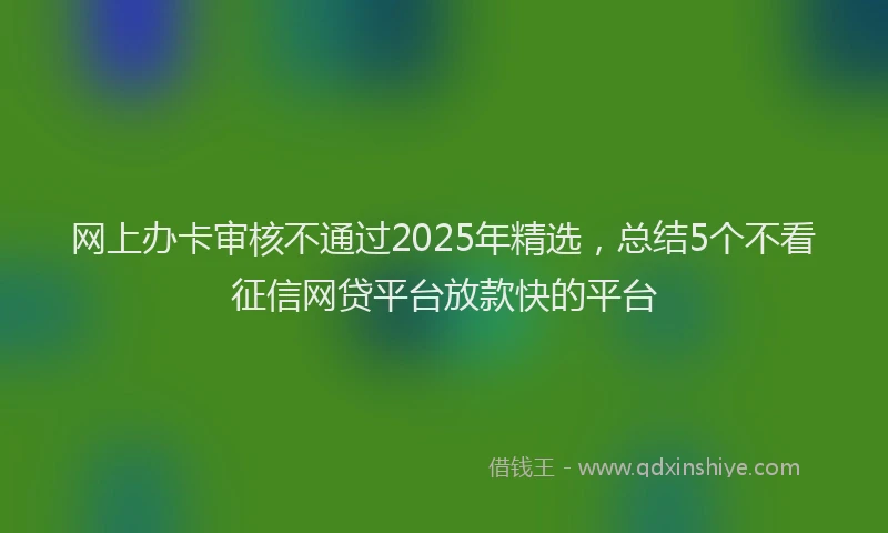 网上办卡审核不通过2025年精选，总结5个不看征信网贷平台放款快的平台