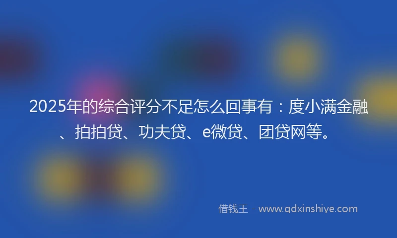 2025年的综合评分不足怎么回事有：度小满金融、拍拍贷、功夫贷、e微贷、团贷网等。
