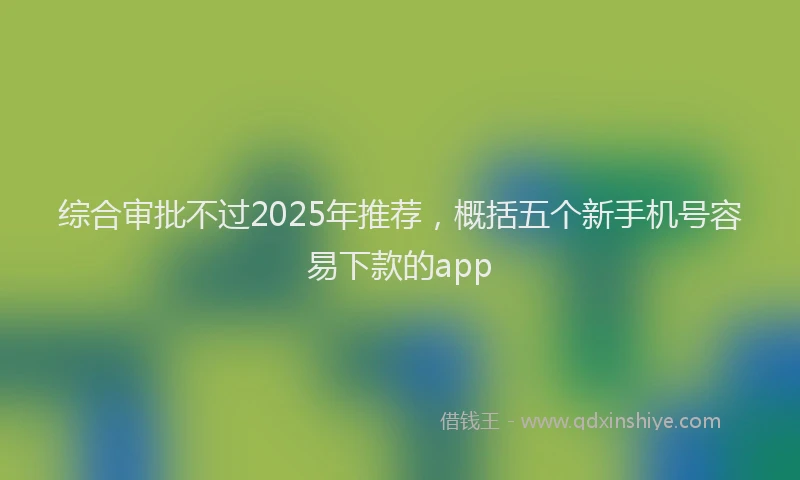 综合审批不过2025年推荐，概括五个新手机号容易下款的app