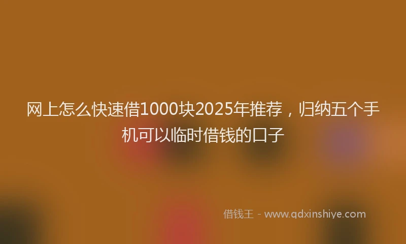 网上怎么快速借1000块2025年推荐，归纳五个手机可以临时借钱的口子