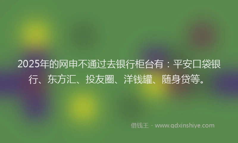 2025年的网申不通过去银行柜台有：平安口袋银行、东方汇、投友圈、洋钱罐、随身贷等。