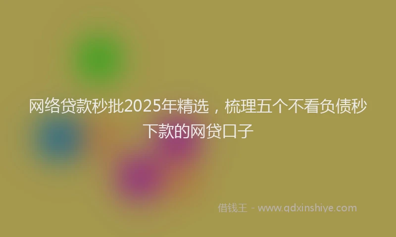 网络贷款秒批2025年精选，梳理五个不看负债秒下款的网贷口子