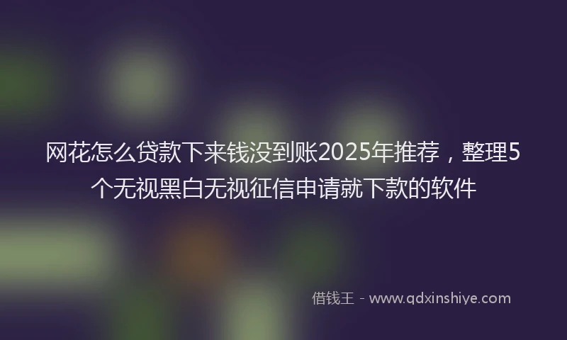 网花怎么贷款下来钱没到账2025年推荐，整理5个无视黑白无视征信申请就下款的软件