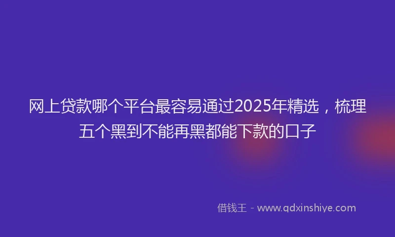 网上贷款哪个平台最容易通过2025年精选，梳理五个黑到不能再黑都能下款的口子