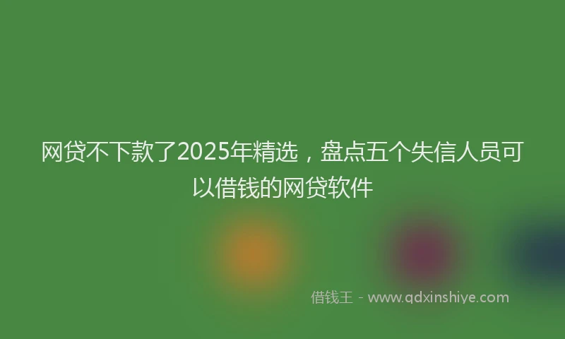 网贷不下款了2025年精选，盘点五个失信人员可以借钱的网贷软件