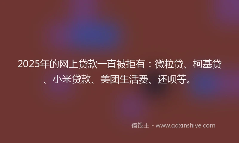 2025年的网上贷款一直被拒有：微粒贷、柯基贷、小米贷款、美团生活费、还呗等。