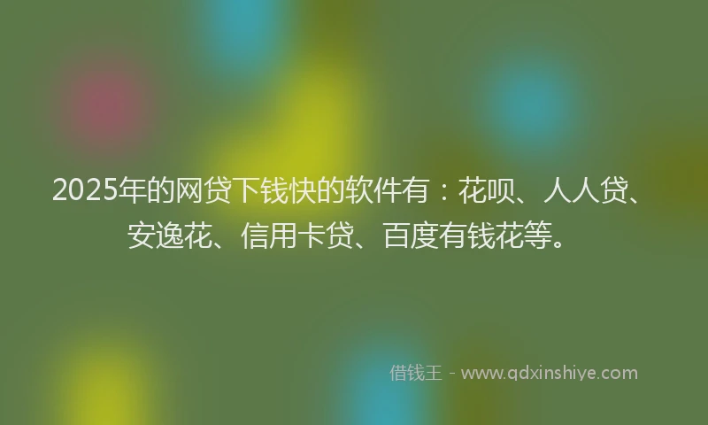 2025年的网贷下钱快的软件有：花呗、人人贷、安逸花、信用卡贷、百度有钱花等。