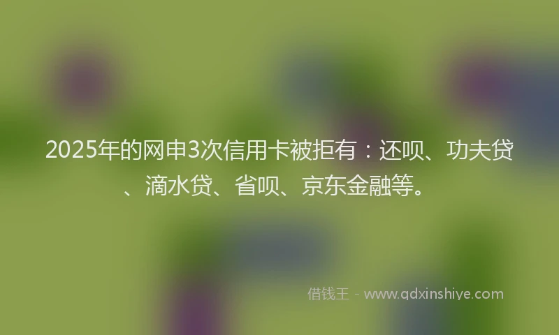 2025年的网申3次信用卡被拒有:还呗、功夫贷、滴水贷、省呗、京东金融等。
