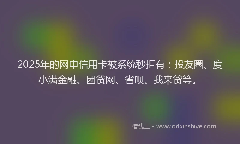 2025年的网申信用卡被系统秒拒有：投友圈、度小满金融、团贷网、省呗、我来贷等。