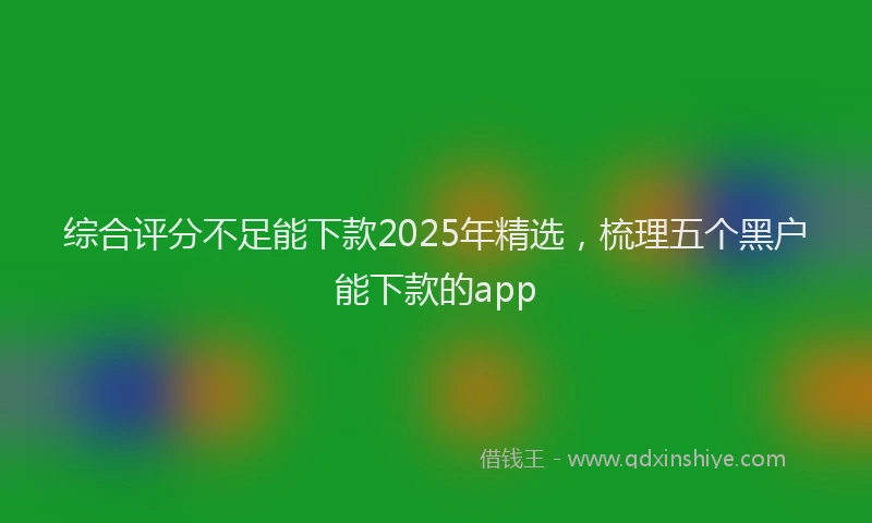 综合评分不足能下款2025年精选，梳理五个黑户能下款的app