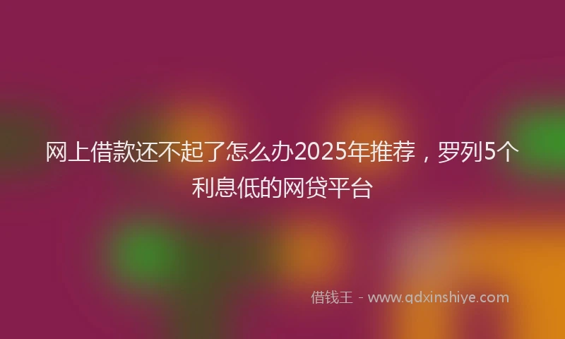 网上借款还不起了怎么办2025年推荐，罗列5个利息低的网贷平台