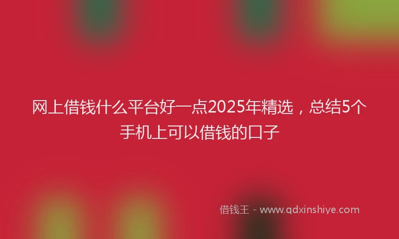 网上借钱什么平台好一点2025年精选，总结5个手机上可以借钱的口子