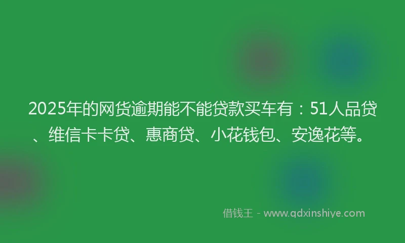 2025年的网货逾期能不能贷款买车有：51人品贷、维信卡卡贷、惠商贷、小花钱包、安逸花等。
