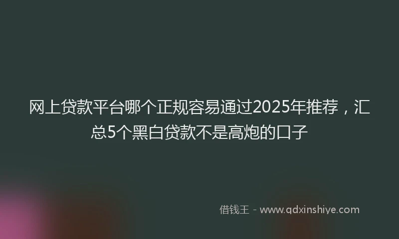 网上贷款平台哪个正规容易通过2025年推荐，汇总5个黑白贷款不是高炮的口子