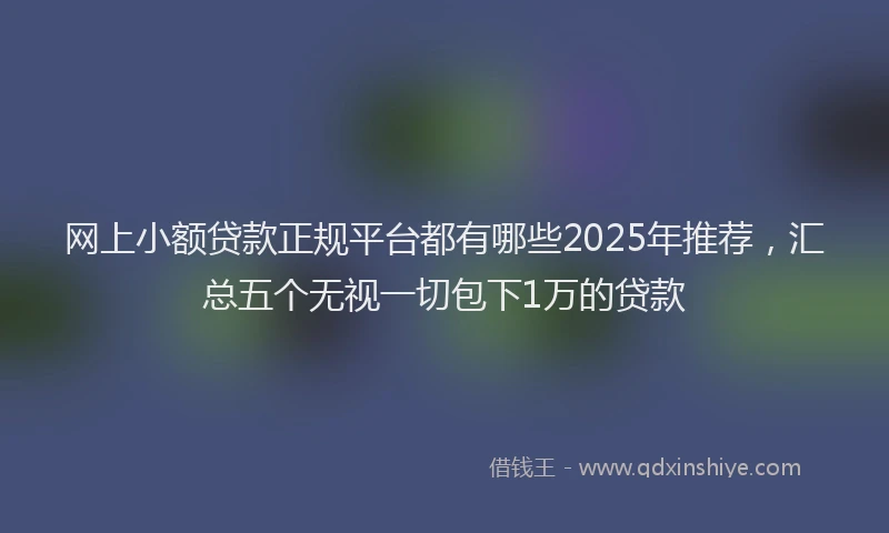 网上小额贷款正规平台都有哪些2025年推荐，汇总五个无视一切包下1万的贷款