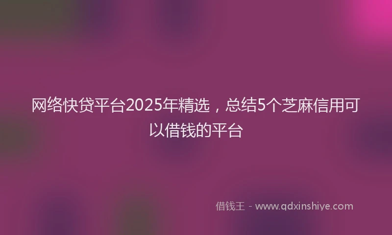 网络快贷平台2025年精选，总结5个芝麻信用可以借钱的平台