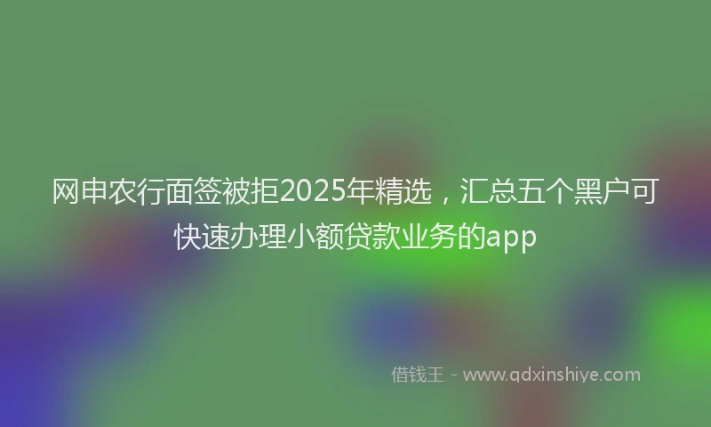 网申农行面签被拒2025年精选，汇总五个黑户可快速办理小额贷款业务的app