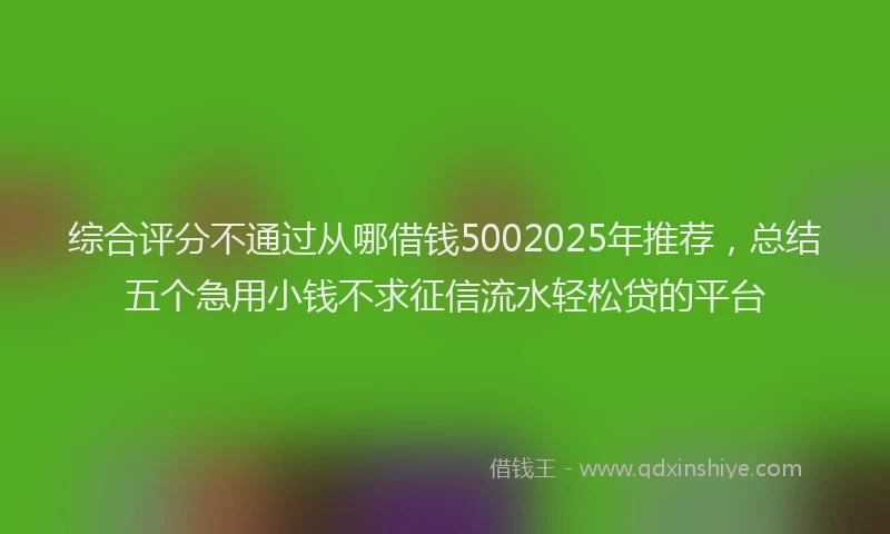 综合评分不通过从哪借钱5002025年推荐，总结五个急用小钱不求征信流水轻松贷的平台
