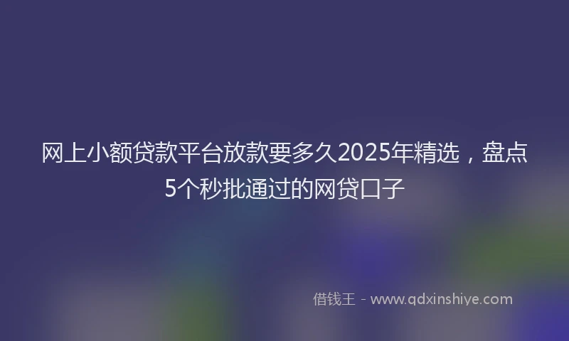网上小额贷款平台放款要多久2025年精选，盘点5个秒批通过的网贷口子