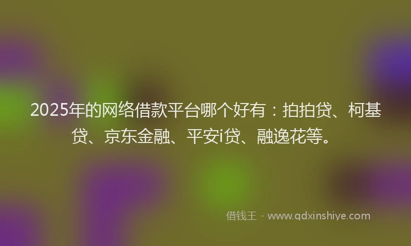 2025年的网络借款平台哪个好有：拍拍贷、柯基贷、京东金融、平安i贷、融逸花等。