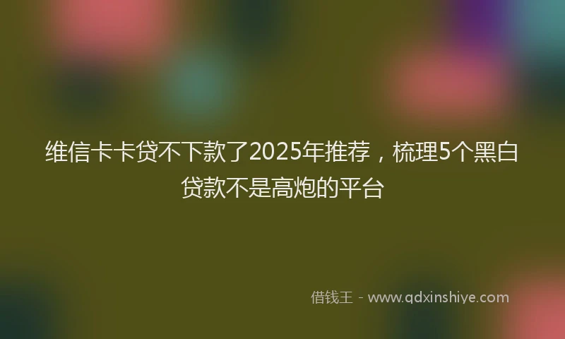 维信卡卡贷不下款了2025年推荐，梳理5个黑白贷款不是高炮的平台