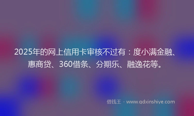 2025年的网上信用卡审核不过有：度小满金融、惠商贷、360借条、分期乐、融逸花等。