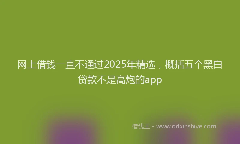 网上借钱一直不通过2025年精选，概括五个黑白贷款不是高炮的app