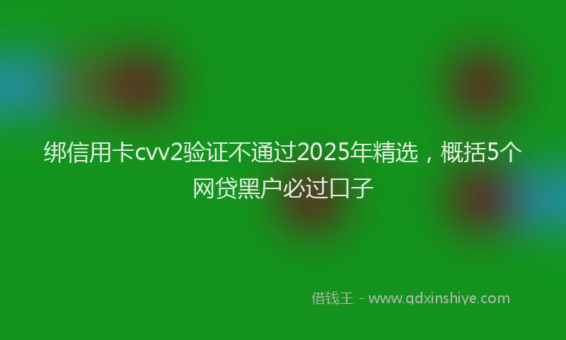绑信用卡cvv2验证不通过2025年精选，概括5个网贷黑户必过口子