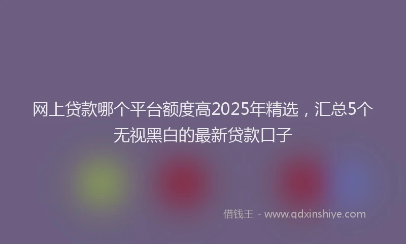 网上贷款哪个平台额度高2025年精选，汇总5个无视黑白的最新贷款口子
