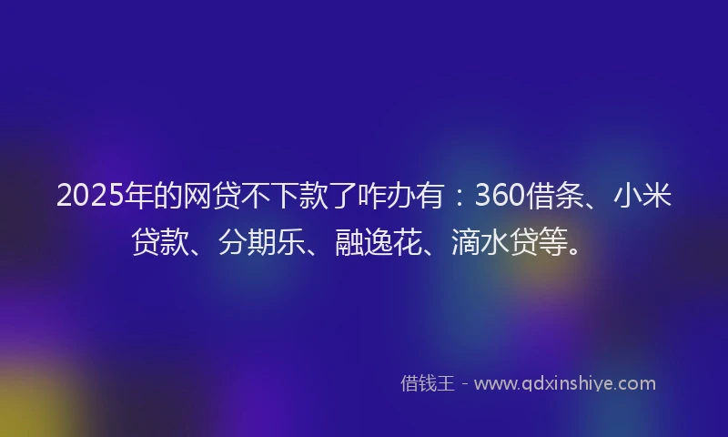 2025年的网贷不下款了咋办有：360借条、小米贷款、分期乐、融逸花、滴水贷等。