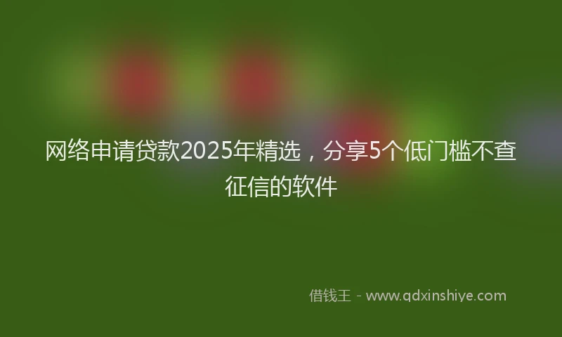 网络申请贷款2025年精选,分享5个低门槛不查征信的软件