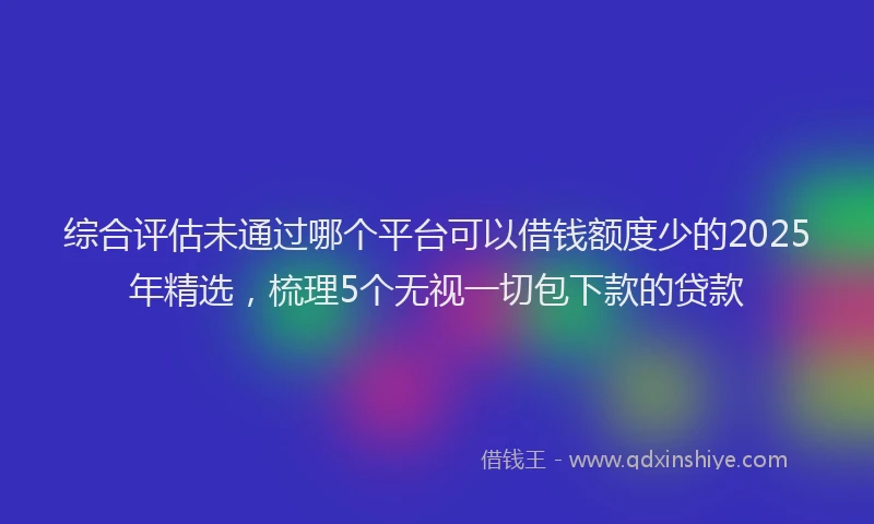 综合评估未通过哪个平台可以借钱额度少的2025年精选，梳理5个无视一切包下款的贷款