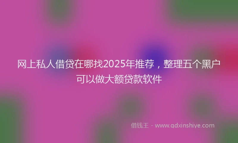 网上私人借贷在哪找2025年推荐，整理五个黑户可以做大额贷款软件