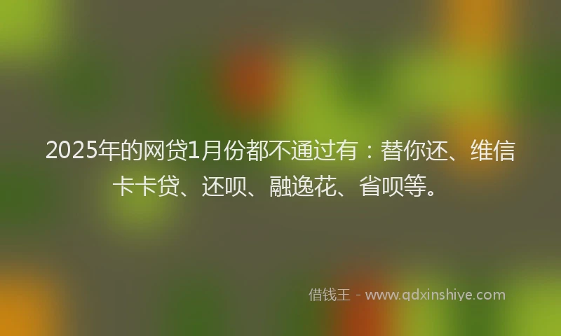 2025年的网贷1月份都不通过有：替你还、维信卡卡贷、还呗、融逸花、省呗等。