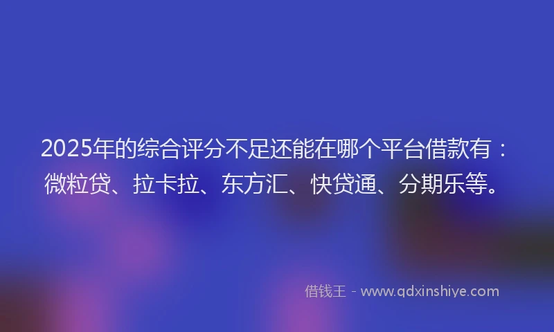 2025年的综合评分不足还能在哪个平台借款有：微粒贷、拉卡拉、东方汇、快贷通、分期乐等。