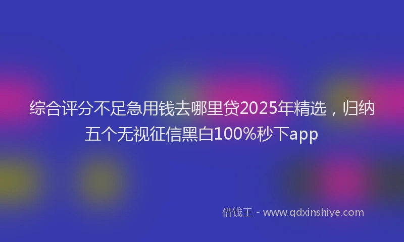 综合评分不足急用钱去哪里贷2025年精选，归纳五个无视征信黑白100%秒下app