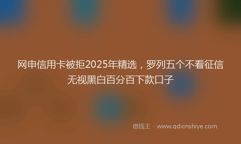 网申信用卡被拒2025年精选，罗列五个不看征信无视黑白百分百下款口子
