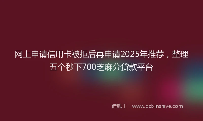 网上申请信用卡被拒后再申请2025年推荐，整理五个秒下700芝麻分贷款平台