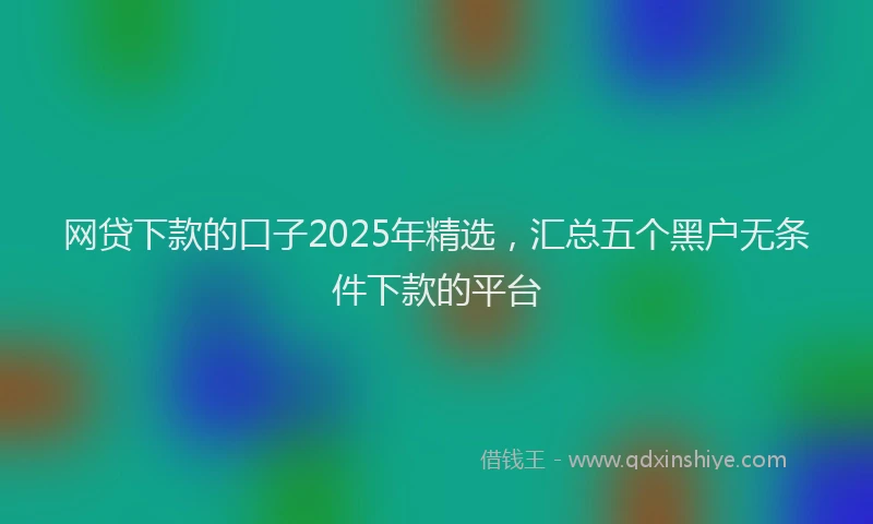 网贷下款的口子2025年精选，汇总五个黑户无条件下款的平台