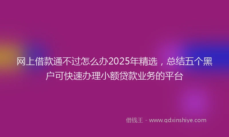 网上借款通不过怎么办2025年精选，总结五个黑户可快速办理小额贷款业务的平台