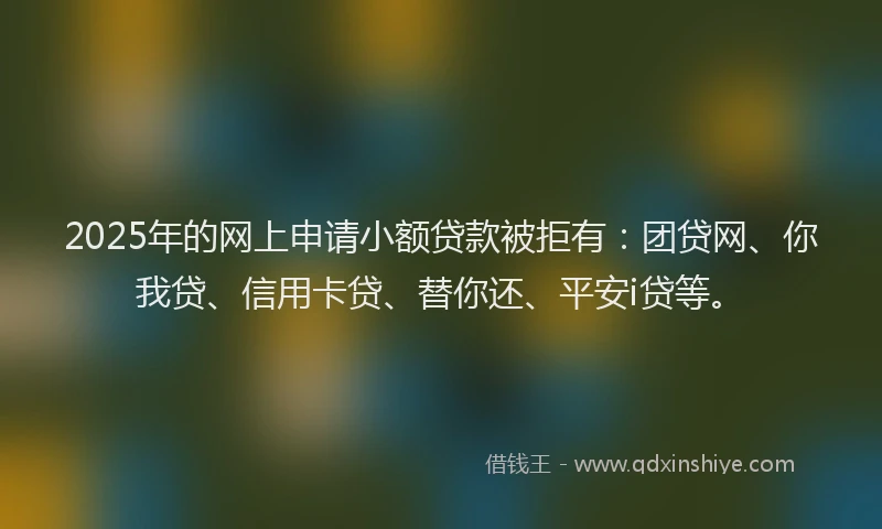 2025年的网上申请小额贷款被拒有：团贷网、你我贷、信用卡贷、替你还、平安i贷等。