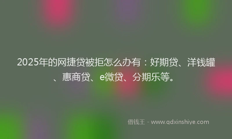 2025年的网捷贷被拒怎么办有：好期贷、洋钱罐、惠商贷、e微贷、分期乐等。