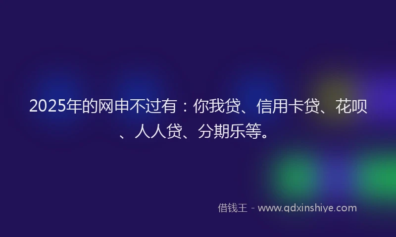 2025年的网申不过有:你我贷、信用卡贷、花呗、人人贷、分期乐等。