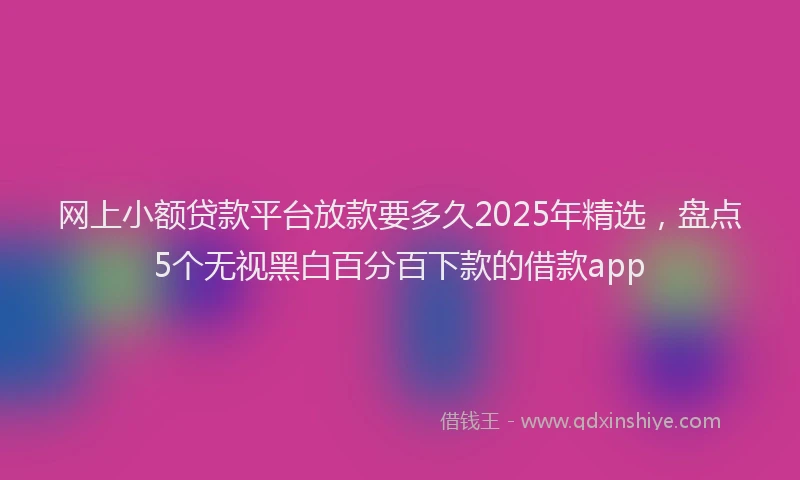 网上小额贷款平台放款要多久2025年精选，盘点5个无视黑白百分百下款的借款app