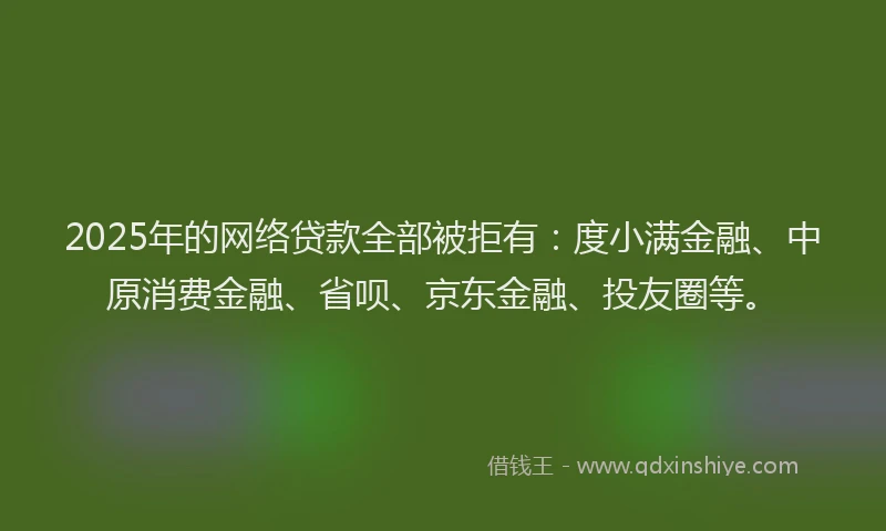 2025年的网络贷款全部被拒有：度小满金融、中原消费金融、省呗、京东金融、投友圈等。