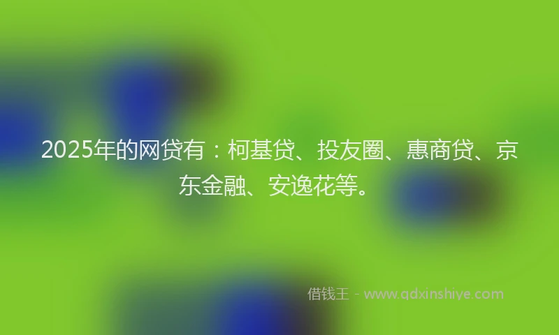2025年的网贷有：柯基贷、投友圈、惠商贷、京东金融、安逸花等。
