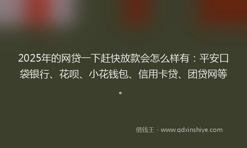 2025年的网贷一下赶快放款会怎么样有：平安口袋银行、花呗、小花钱包、信用卡贷、团贷网等。