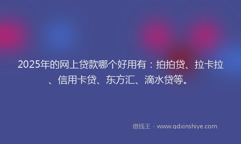 2025年的网上贷款哪个好用有：拍拍贷、拉卡拉、信用卡贷、东方汇、滴水贷等。