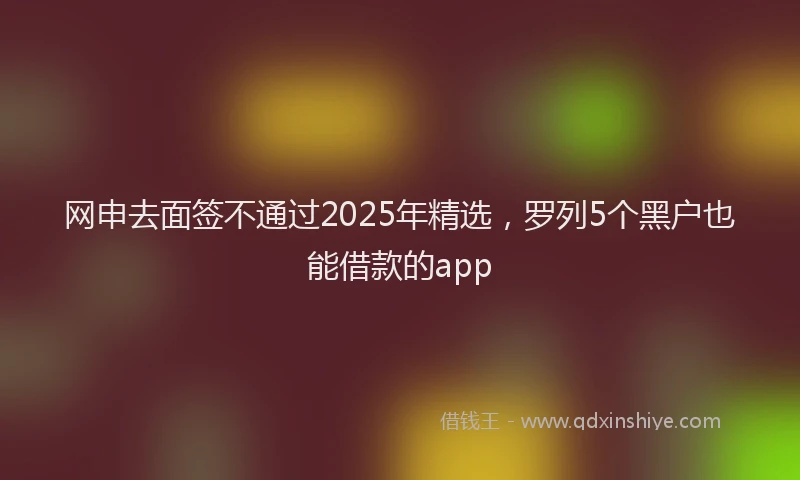 网申去面签不通过2025年精选，罗列5个黑户也能借款的app